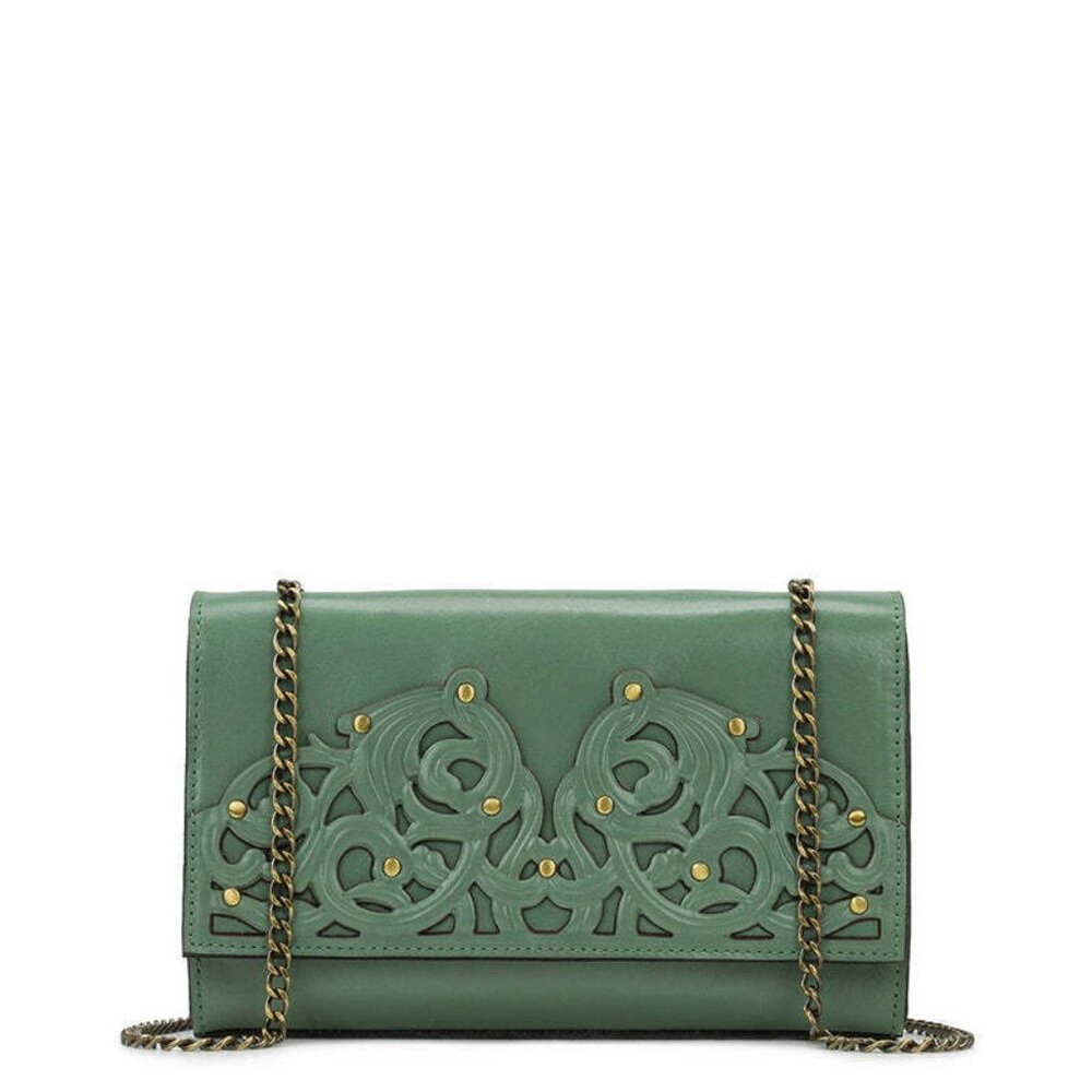 PATRICIA NASH FILAGREE GIADA LEATHER CROSSBODY SHOULDER SAGE GREEN TOOLED NWT